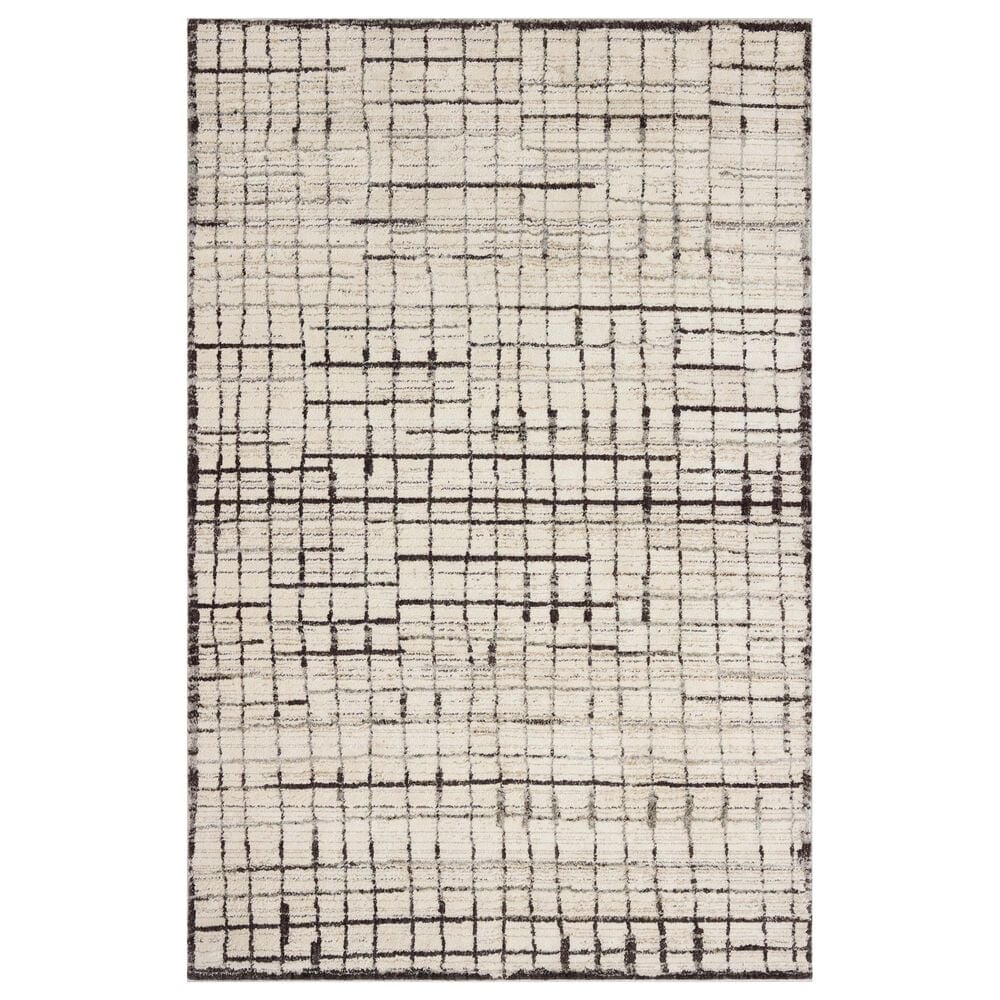 Loloi Bleecker Ivory and Charcoal 9"2" x 13" Area Rug, , large