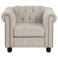 Morden Fort Chesterfield 2-Piece Stationary Linen Chair and Sofa Set in Beige, , large