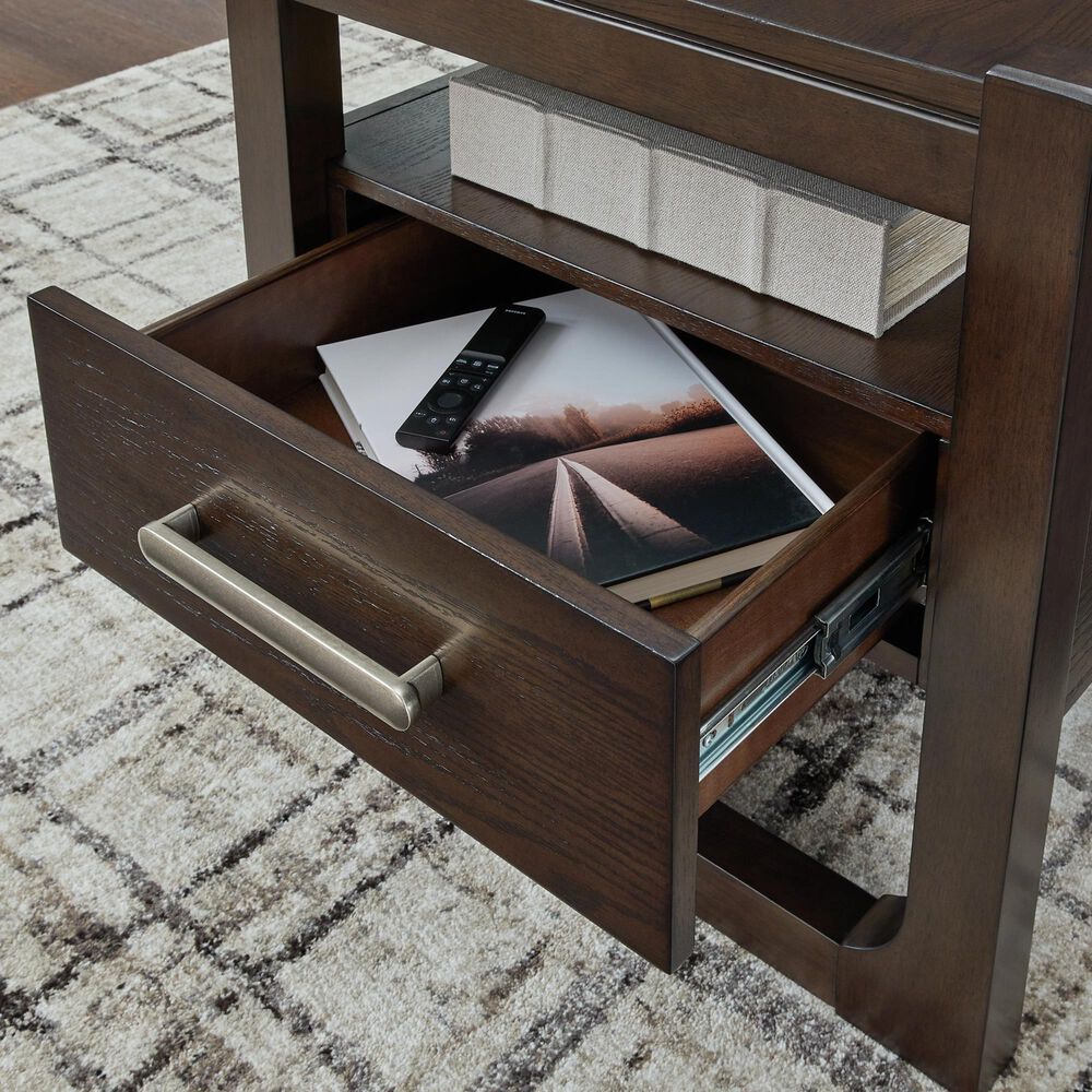 Ashley Breckington Square End Table in Dark Brown, , large