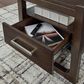Ashley Breckington Square End Table in Dark Brown, , large