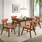 Armen Living Amaris 5-Piece Rectangular Dining Set with Poppy Upholstery in Walnut, , large