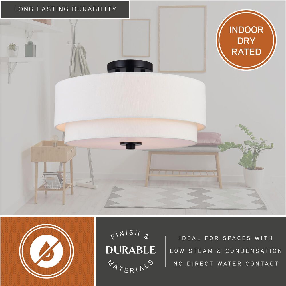 Vaxcel Burnaby 3-Light Semi-Flush Mount in Black, , large