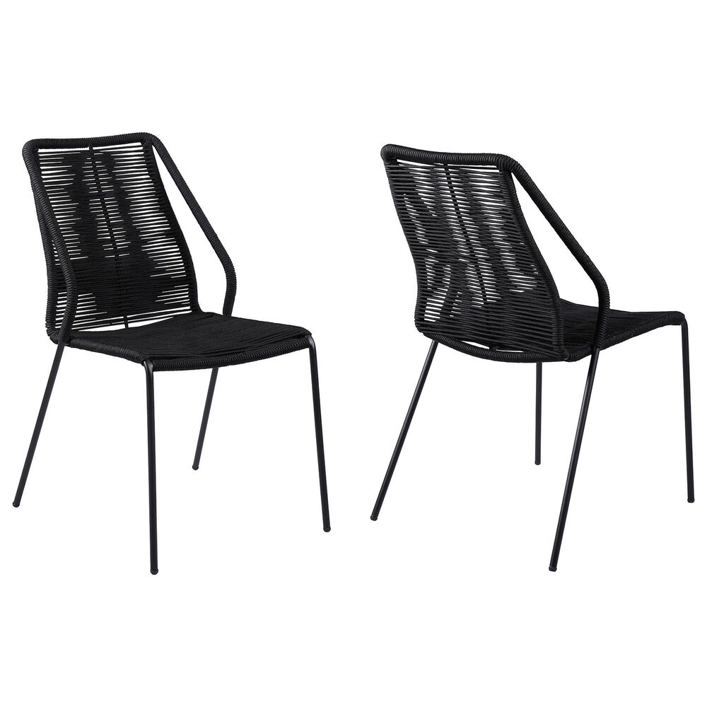 Blue River Clip Outdoor Dining Chair with Black Rop in Black (Set of 2), , large