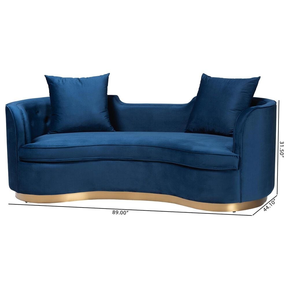 Baxton Studio Deserae Stationary Sofa in Navy Blue Velvet, , large