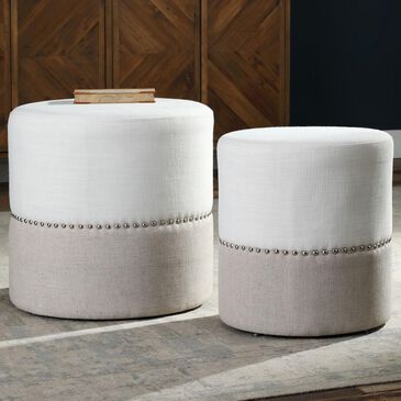 Uttermost Tilda Ottoman in Oatmeal and Creamy White (Set of 2), , large