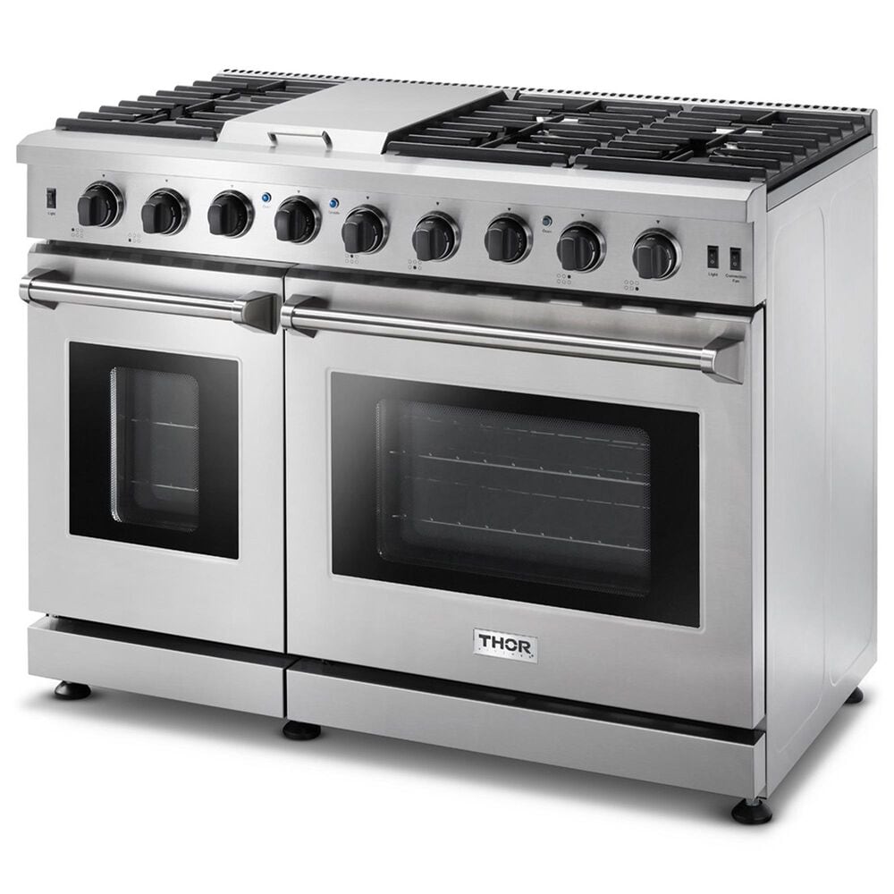 Thor Kitchen 48&quot; Freestanding Professional Liquid Propane Range with Storage Drawer in Stainless Steel, , large