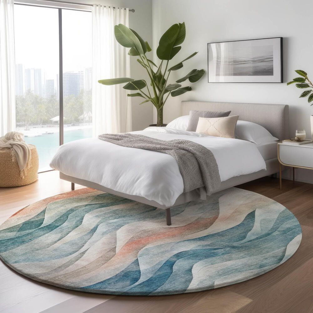 Dalyn Rug Company Pacifica PA3 8&#39; Round Teal Area Rug, , large