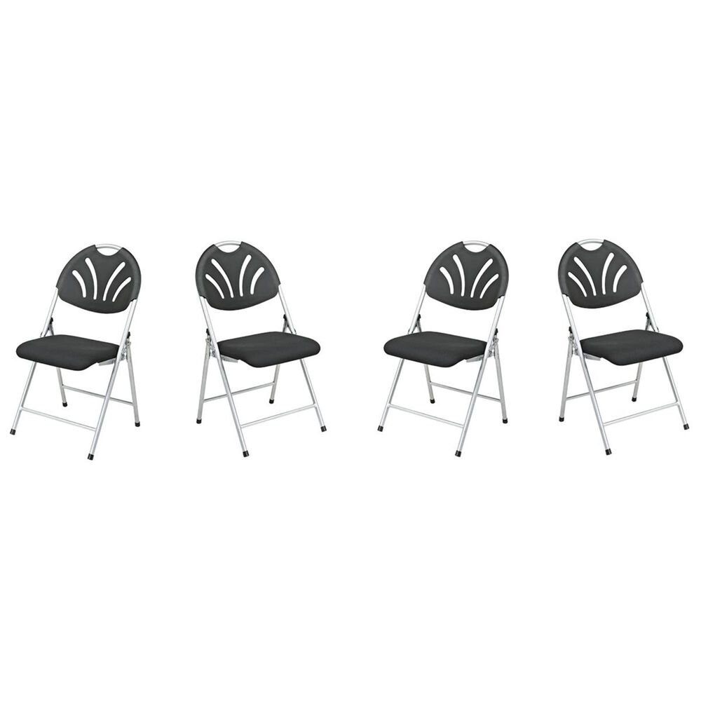 OSP Home FC Series Folding Chair in Black (Set of 4), , large