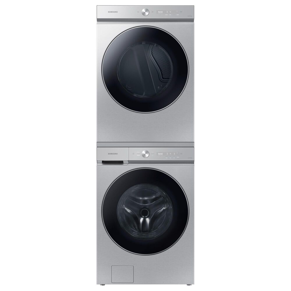 Samsung Bespoke 5.3 Cu. Ft. Front Load Washer and 7.6 Cu. Ft. Electric Dryer Laundry Pair with Stacking Kit in Silver Steel, , large