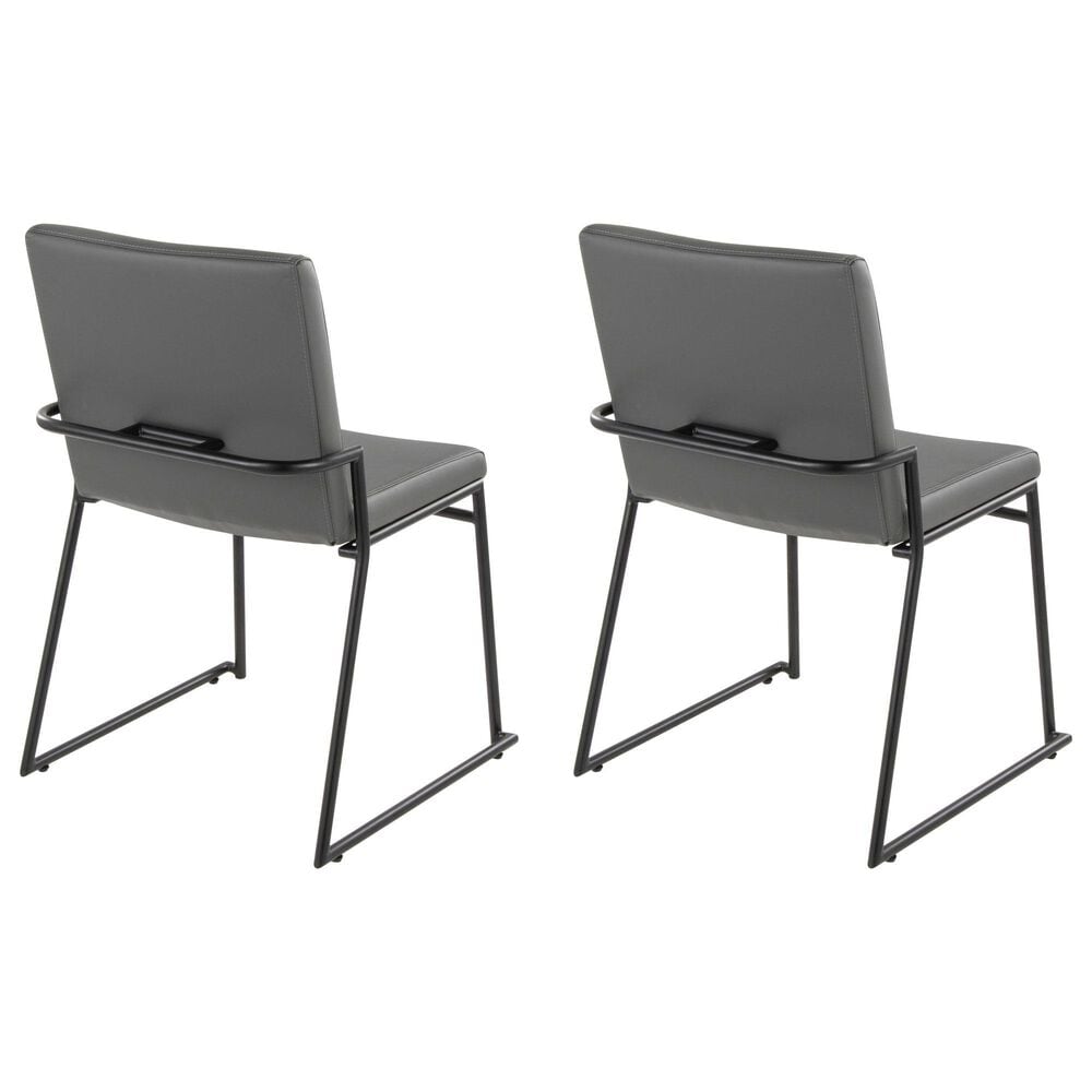 LumiSource Dutchess Side Chair with Grey Faux Leather Cushion in Black (Set of 2), , large