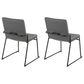 LumiSource Dutchess Side Chair with Grey Faux Leather Cushion in Black (Set of 2), , large