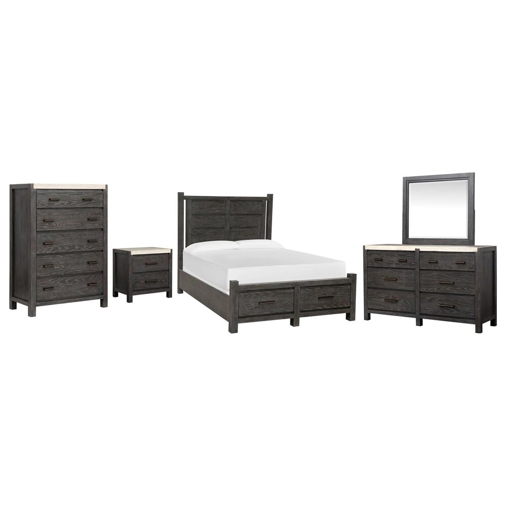 Nicolette Home Plum Creek 5 Piece Queen Storage Bedroom Set in Ravenwood Black, , large