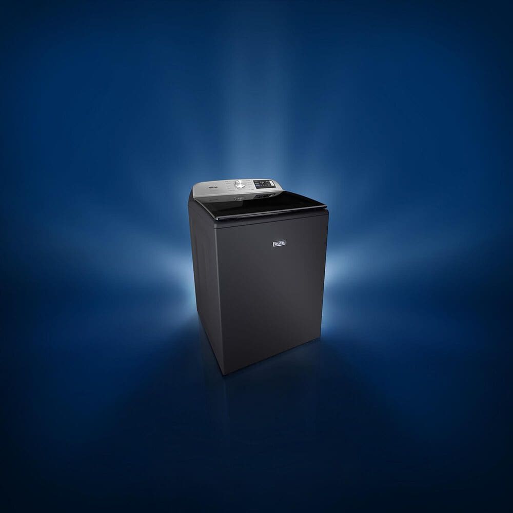 Maytag 5.3 Cu. Ft. Smart Top Load Washer and 7.4 Cu. Ft. Smart Electric Top Load Dryer Laundry Pair in Midnight Steel, , large