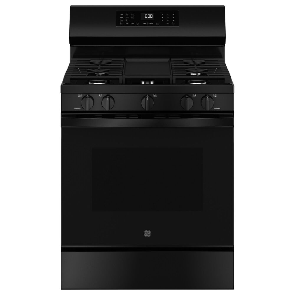 GE Appliances 30" Freestanding Gas Convection Range in Black, , large