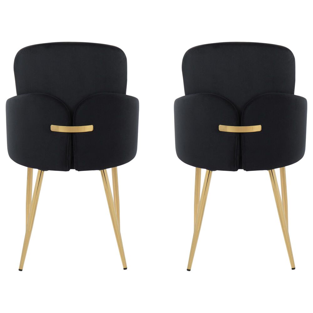 Lumisource Dahlia Dining Arm Chair with Black Velvet Cushion in Gold &#40;Set of 2&#41;, , large