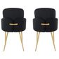 Lumisource Dahlia Dining Arm Chair with Black Velvet Cushion in Gold (Set of 2), , large