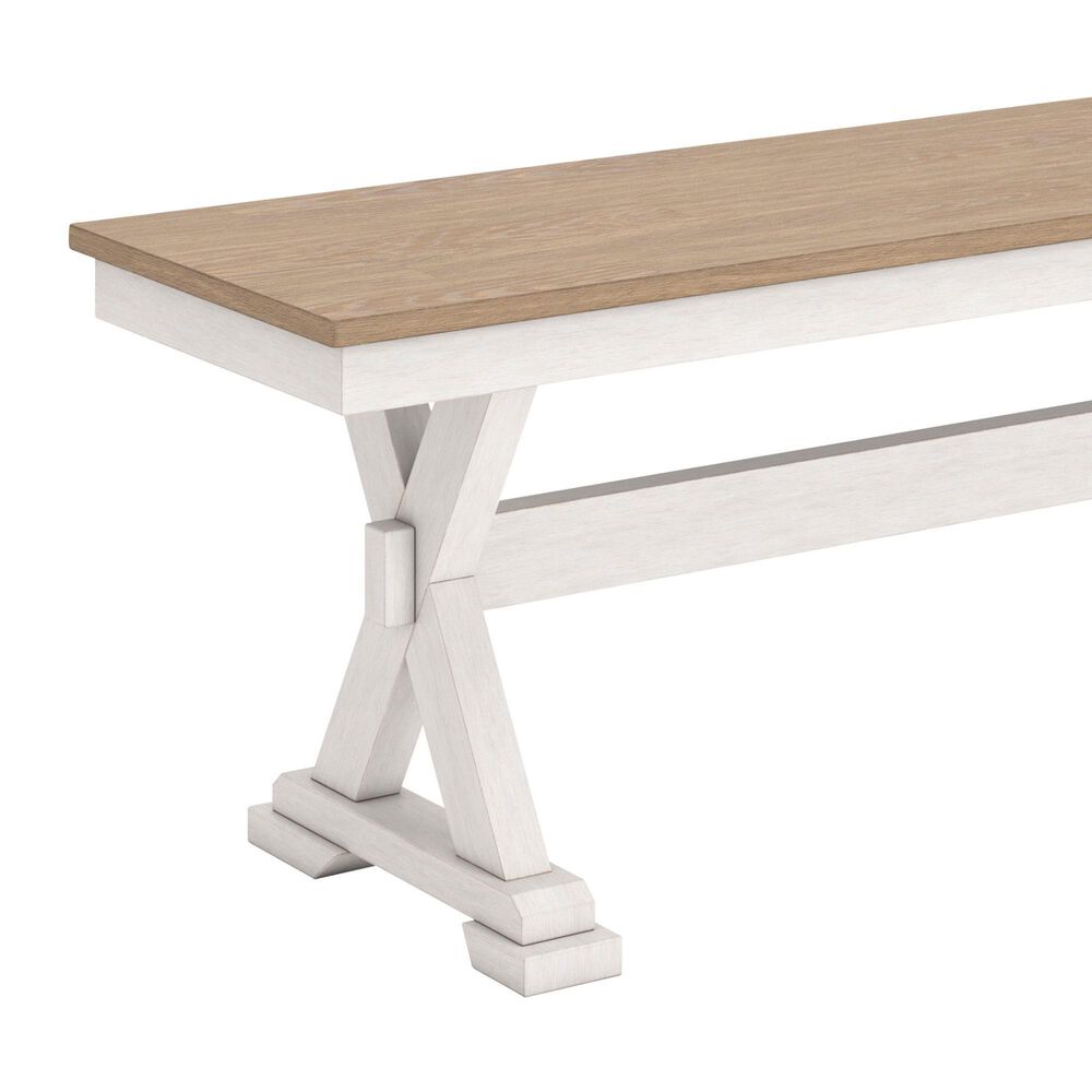 Ashley Purlaney Large Dining Bench in Antique White and Natural, , large