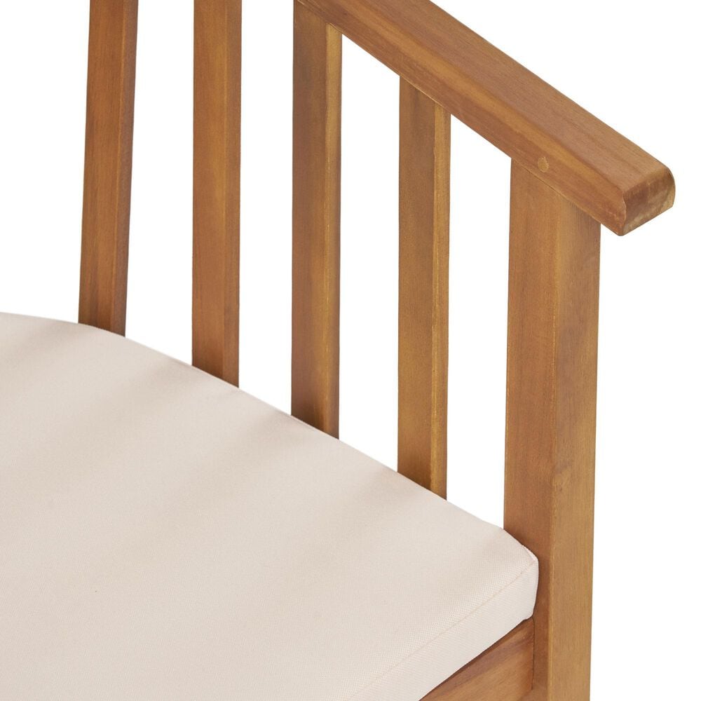Hearth and Haven Outdoor Dining Chair with Cream Cushion in Teak (Set of 2), , large
