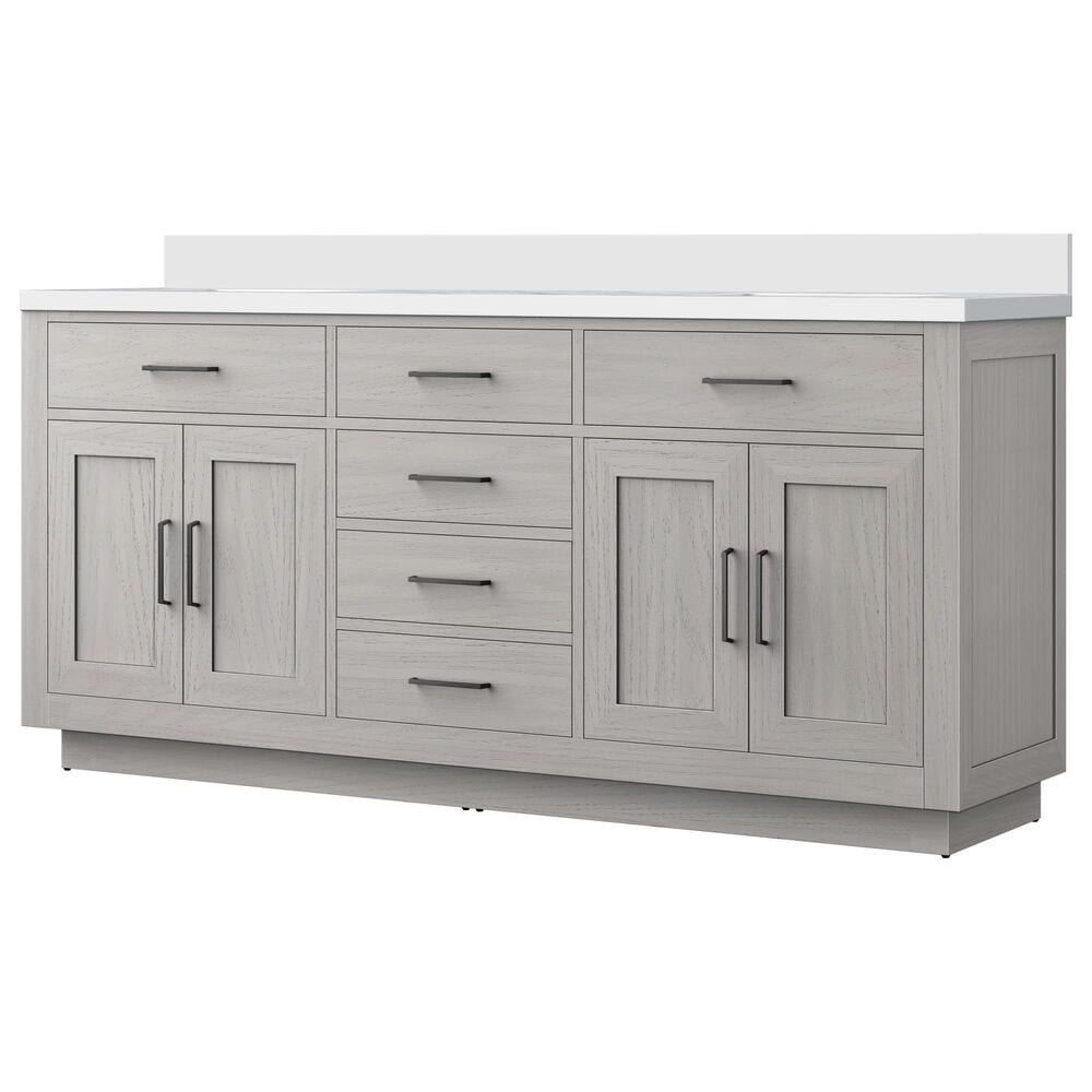 Lexora Home Abbey 72" Double Bathroom Vanity in White Oak with 2 cm White Cultured Marble Top and Rectangular Sinks, , large