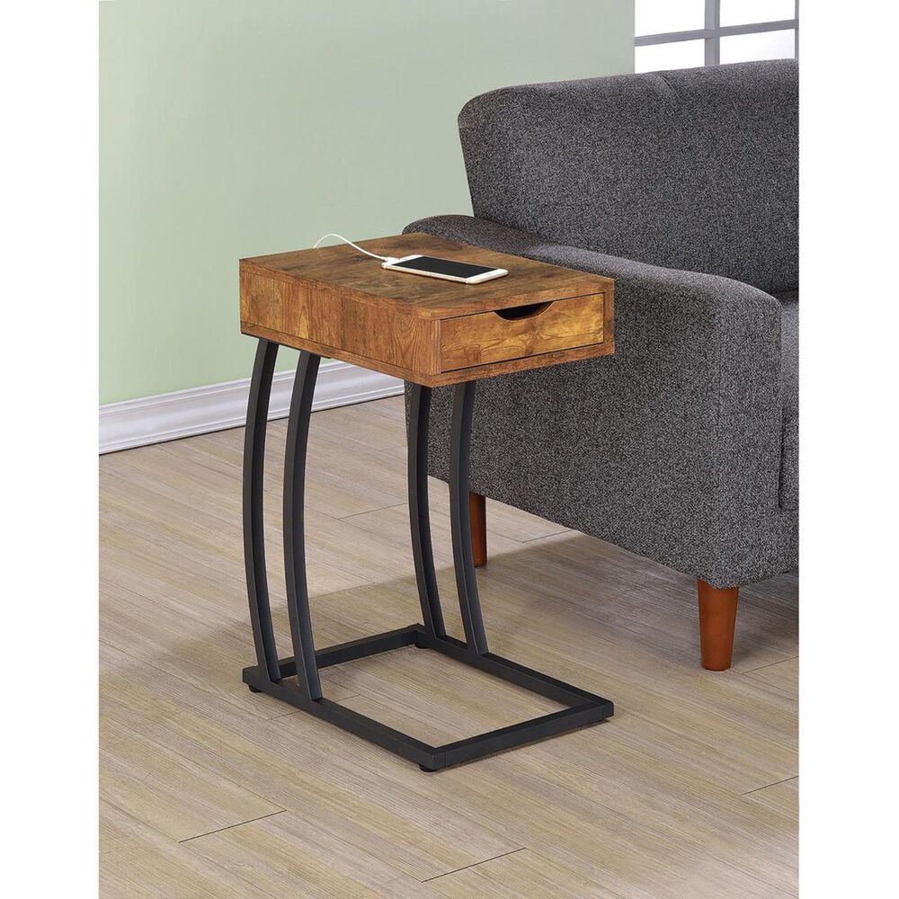 Pacific Landing Accent Table with Power Strip in Antique Nutmeg, , large