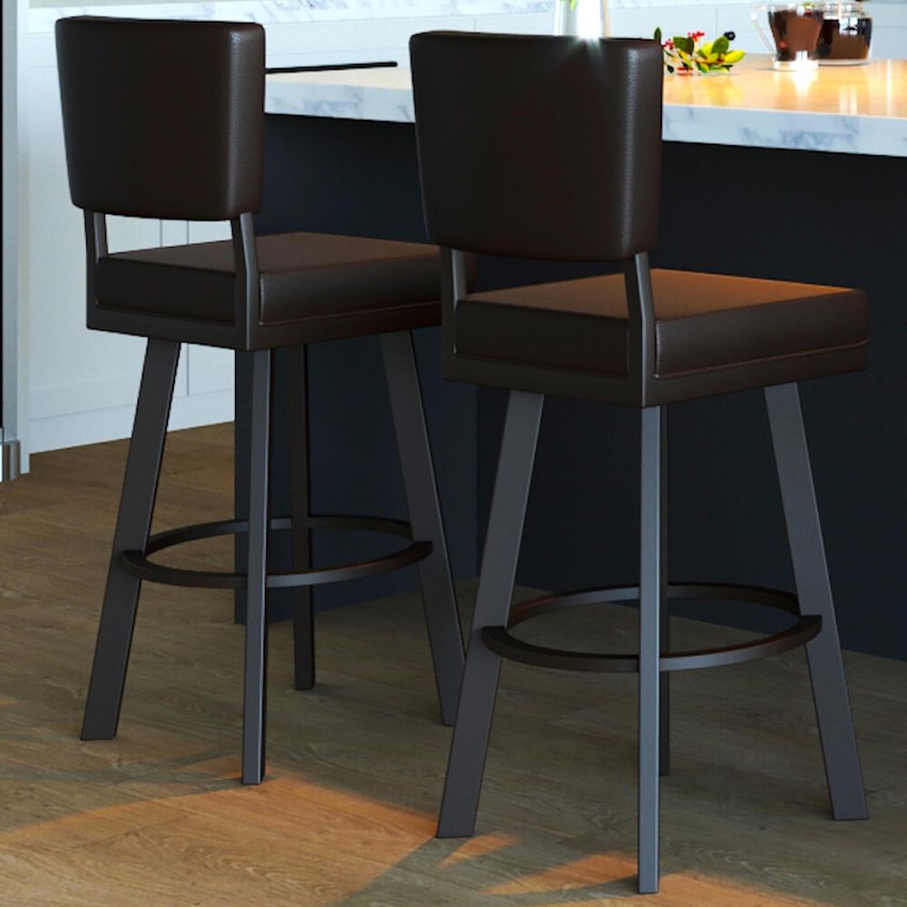 Delaware Dining Malibu 26&quot; Swivel Barstool in Sun Bronze/Dark Brown, , large