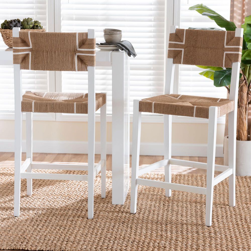 Baxton Studio Talli Bar Stool in White (Set of 2), , large