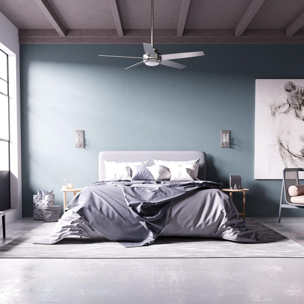 Hunter Zayden 52&quot; Ceiling Fan with LED Light in Matte Silver, , large