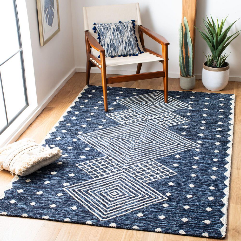 Safavieh Micro-Loop MLP171M 5&#39; x 8&#39; Blue and Ivory Area Rug, , large