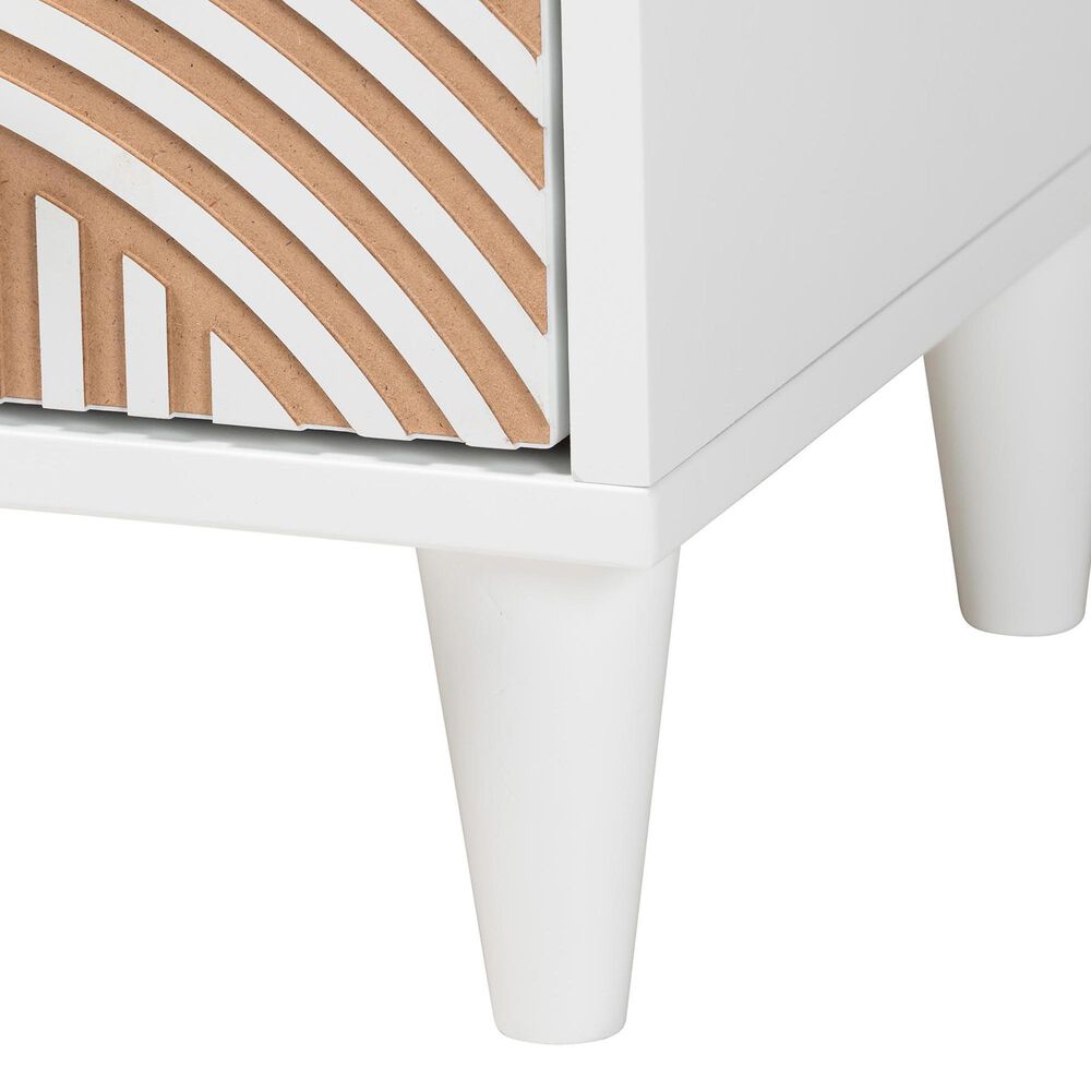 Baxton Studio Louetta 2-Drawer Nightstand in White and Natural Brown, , large