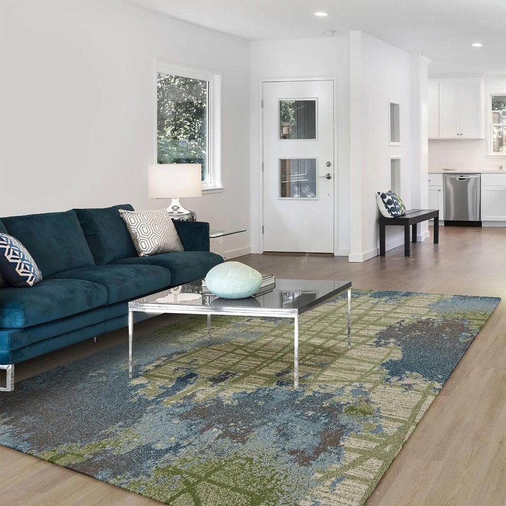 Kas Oriental Rugs Illusions Visions 3&#39;3&quot; x 4&#39;11&quot; Green and Blue Area Rug, , large