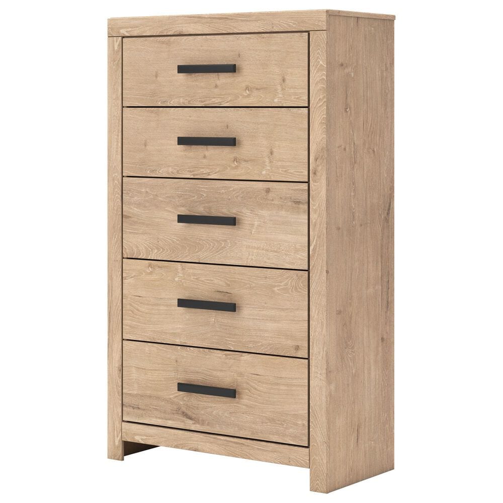 Ashley Sanginlane 5-Drawer Chest in Tan, , large