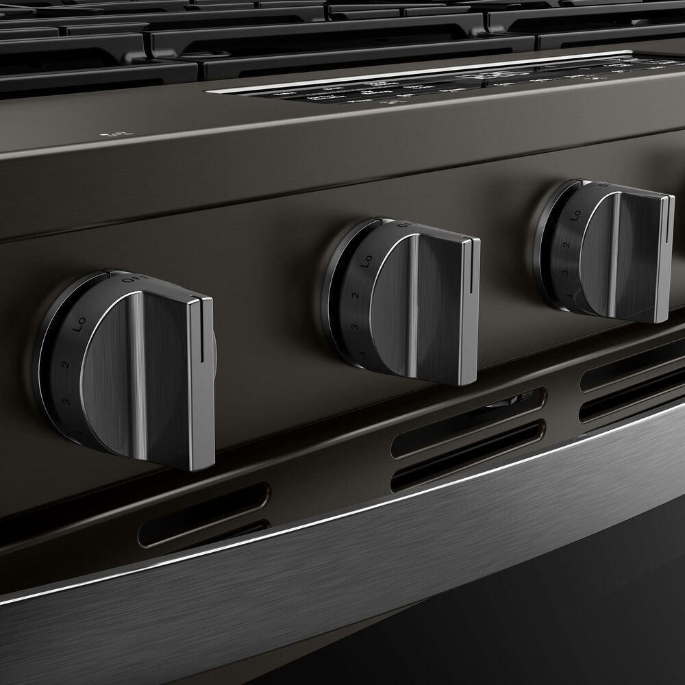 Whirlpool 2-Piece Kitchen Package with Black Stainless 5 Cu. Ft. Smart Gas Range and Fingerprint Resistant Stainless Steel 1.1 Cu. Ft. Flush Mount Microwave, , large