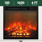 HOMLUX 63" TV Stand with Electric Fireplace in White Oak and Stainless Steel, , large