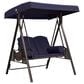 HOMLUX 2-Seat Outdoor Porch Swing with Adjustable Tilt Canopy and Foldable Tray in Navy Blue, , large
