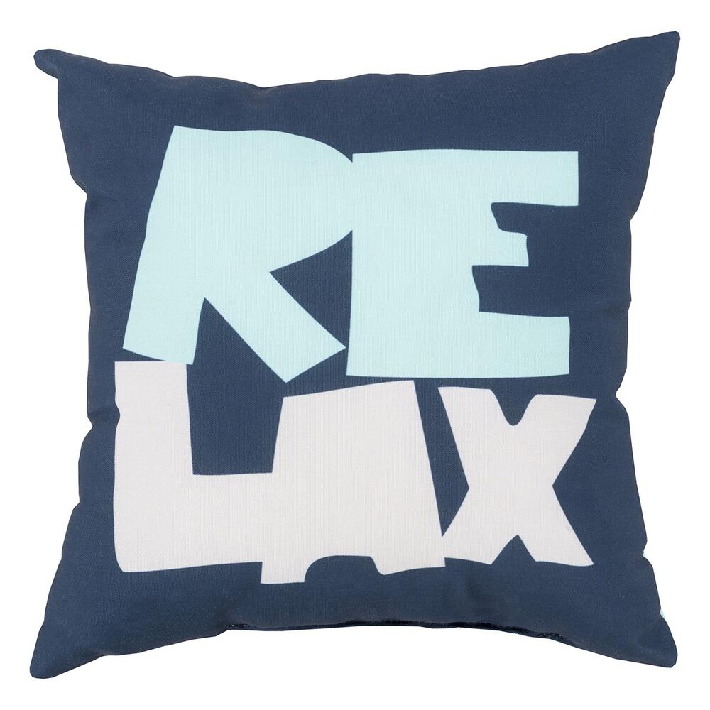 Surya Rain 26" x 26" Just Relax Pillow in Cobalt, Mint and Ivory, , large