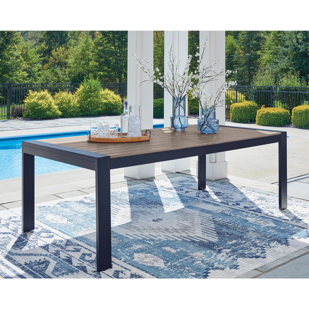 Ashley East Beach 7-Piece Patio Rectangular Dining Set in Navy Blue and Driftwood, , large