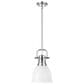 Golden Lighting Duncan 1-Light Small Pendant with Rod and Matte White Shade in Chrome, , large