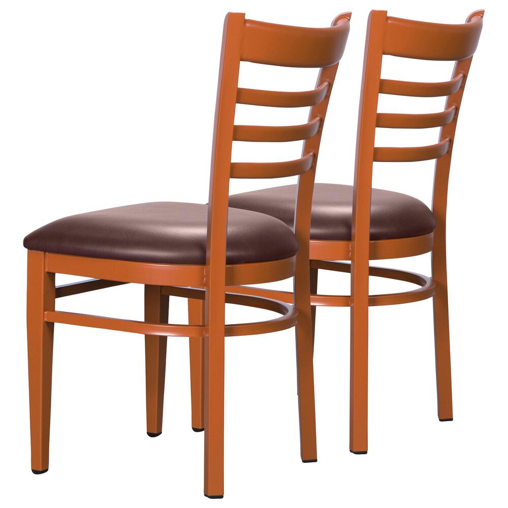 Linon Home Decor Baxter Side Chair with Burgundy Faux Leather Cushion in Dark Honey (Set of 2), , large