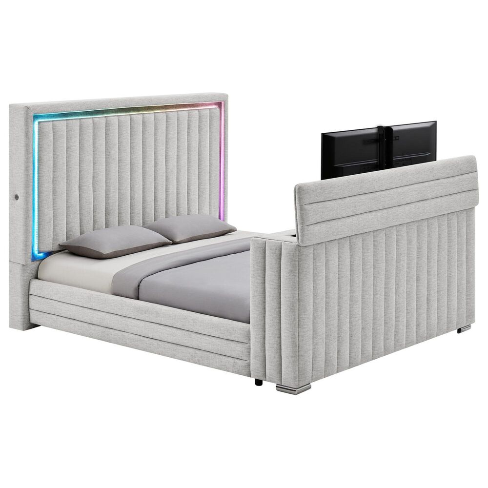 Modern Market Elias Queen Bed with Speaker, TV lift, and Fireplace, , large