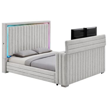 Modern Market Elias Queen Bed with Speaker, TV lift, and Fireplace, , large