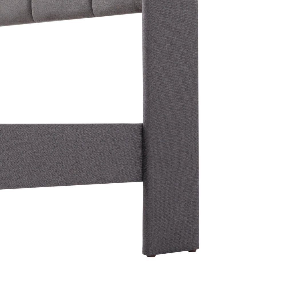 HOMLUX Full Upholstered Platform Bed Frame with Tufted Headboard in Dark Gray, , large