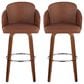LumiSource Dahlia Swivel Bar Stool with Camel Upholstery in Walnut and Chrome (Set of 2), , large