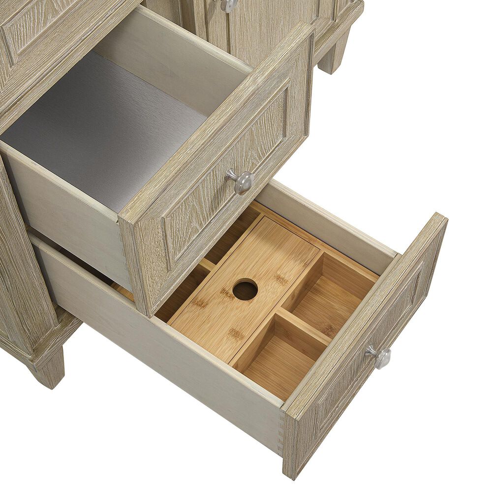 James Martin Vanities Lorelai 36&quot; Single Vanity in Whitewashed Oak with 3cm Victorian Silver Quartz Top, , large