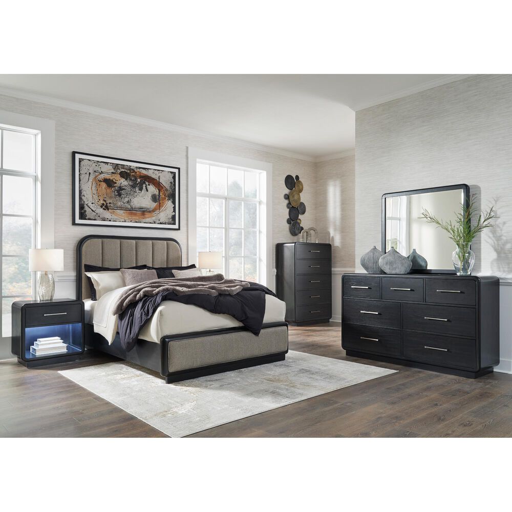 Millenium Rowanbeck Queen Upholstered Panel Bed in Black Finish, , large