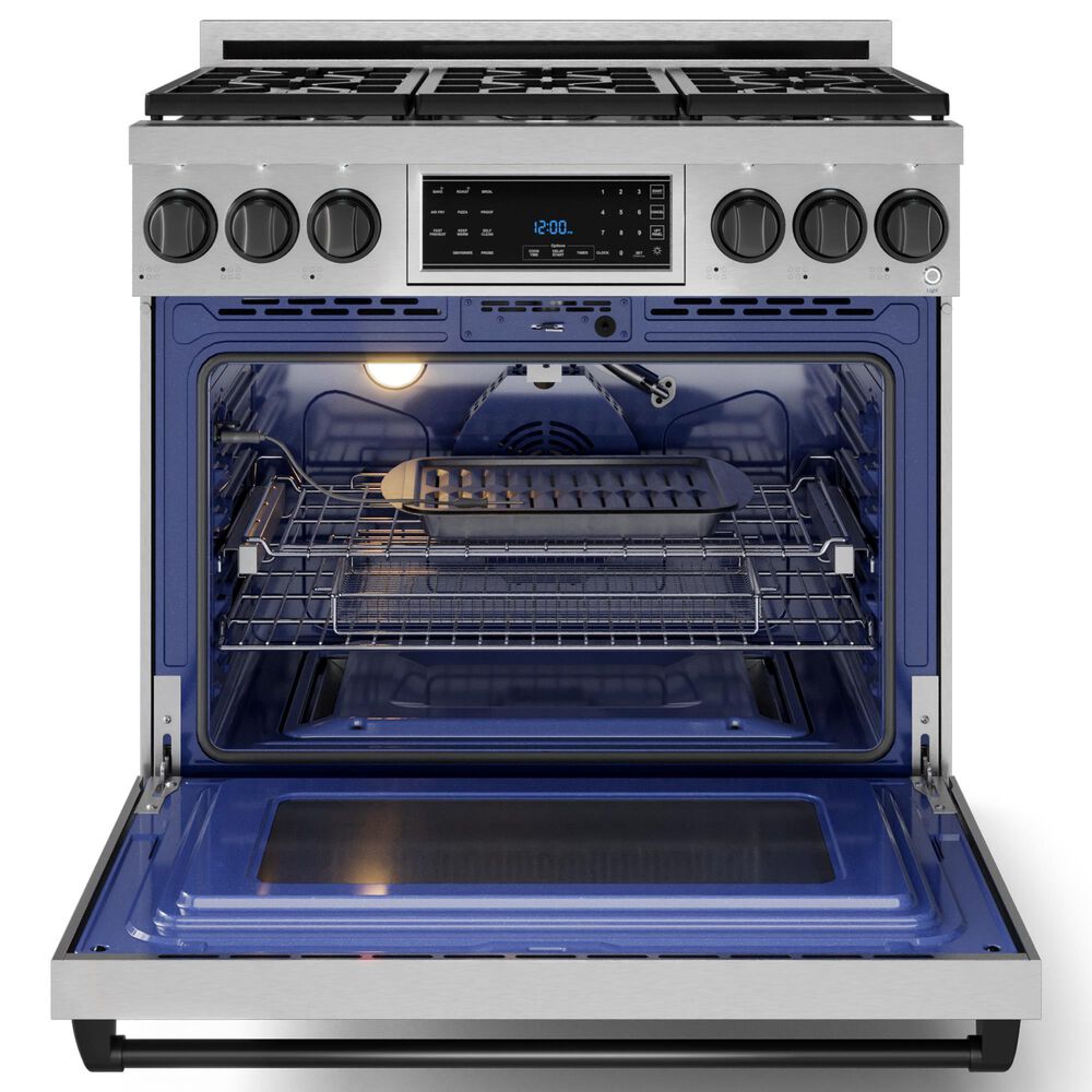 THOR KTICHEN Gordon Ramsay 6 Cu. Ft. 36&quot; Professional Liquid Propane Range with Black Handle Kit in Stainless Steel, , large