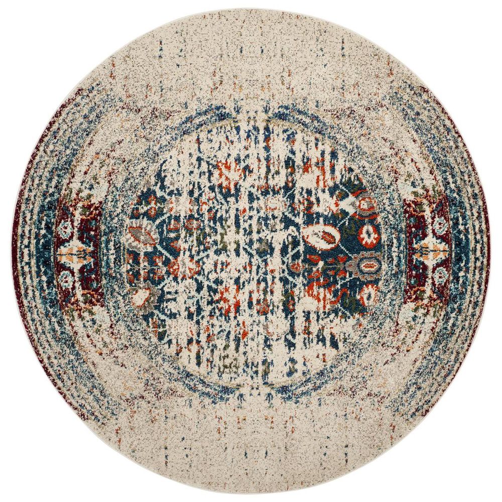 Safavieh Monaco MNC208M-5R 5&#39; x 5&#39;  Ivory/Blue Round Rug, , large