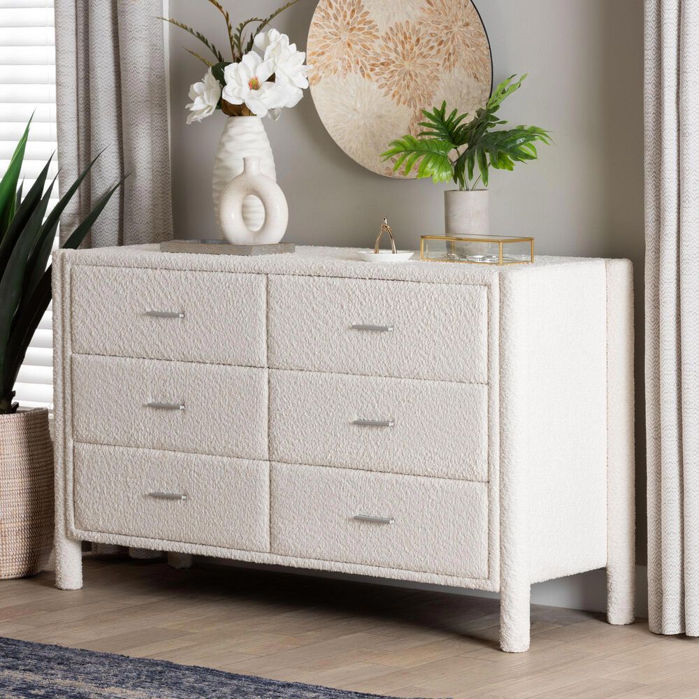Baxton Studio Laria 6-Drawer Dresser in White, , large