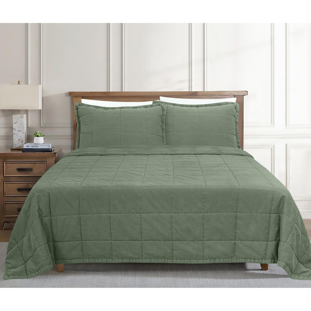 Ann Gish Cotton Canvas 3-Piece Queen Coverlet Set in Forest, , large