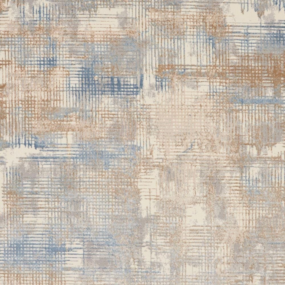 Nourison Rush 8&#39; Round Blue and Beige Area Rug, , large