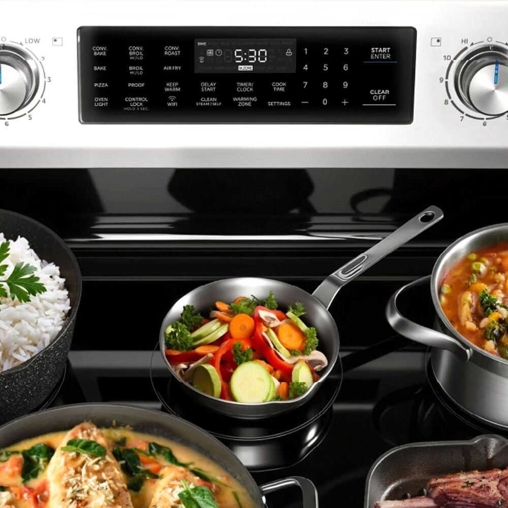 Midea 30" Freestanding Electric Range with 5 Burners and Air Fry in Stainless Steel, , large